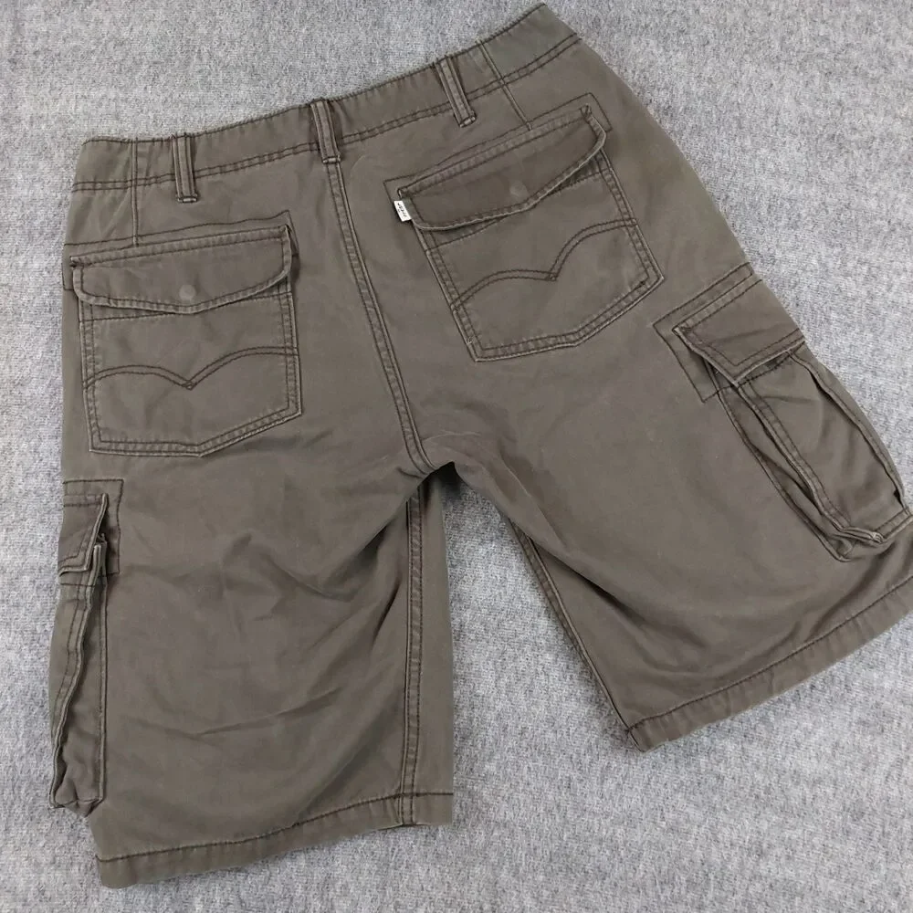 Levis Cargo Shorts Mens 31 (Fit 32) Olive Green Baggy White Tab Utility Hiking